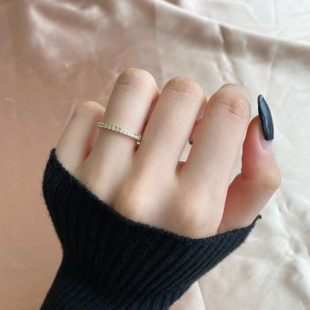 [Clover Jewelry]Zarter funkelnder runder Alltagsring