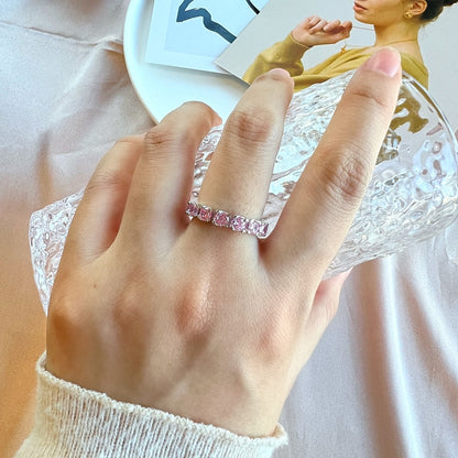 [Clover Jewelery]Eternity Round Cut Tennis Ring