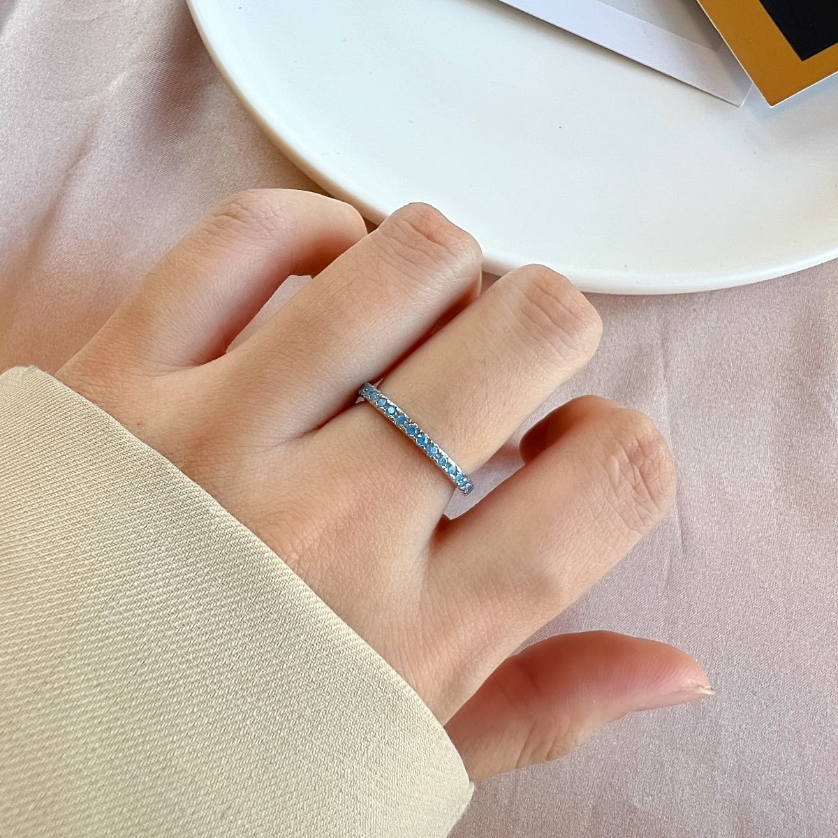 [Clover Jewelry]Zarter funkelnder runder Alltagsring