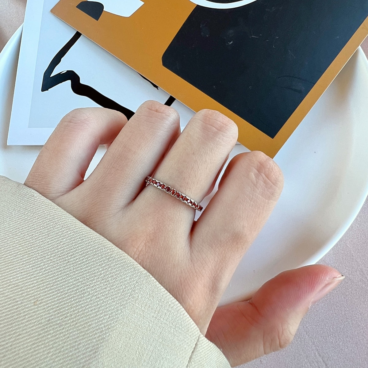[Clover Jewelry]Zarter funkelnder runder Alltagsring