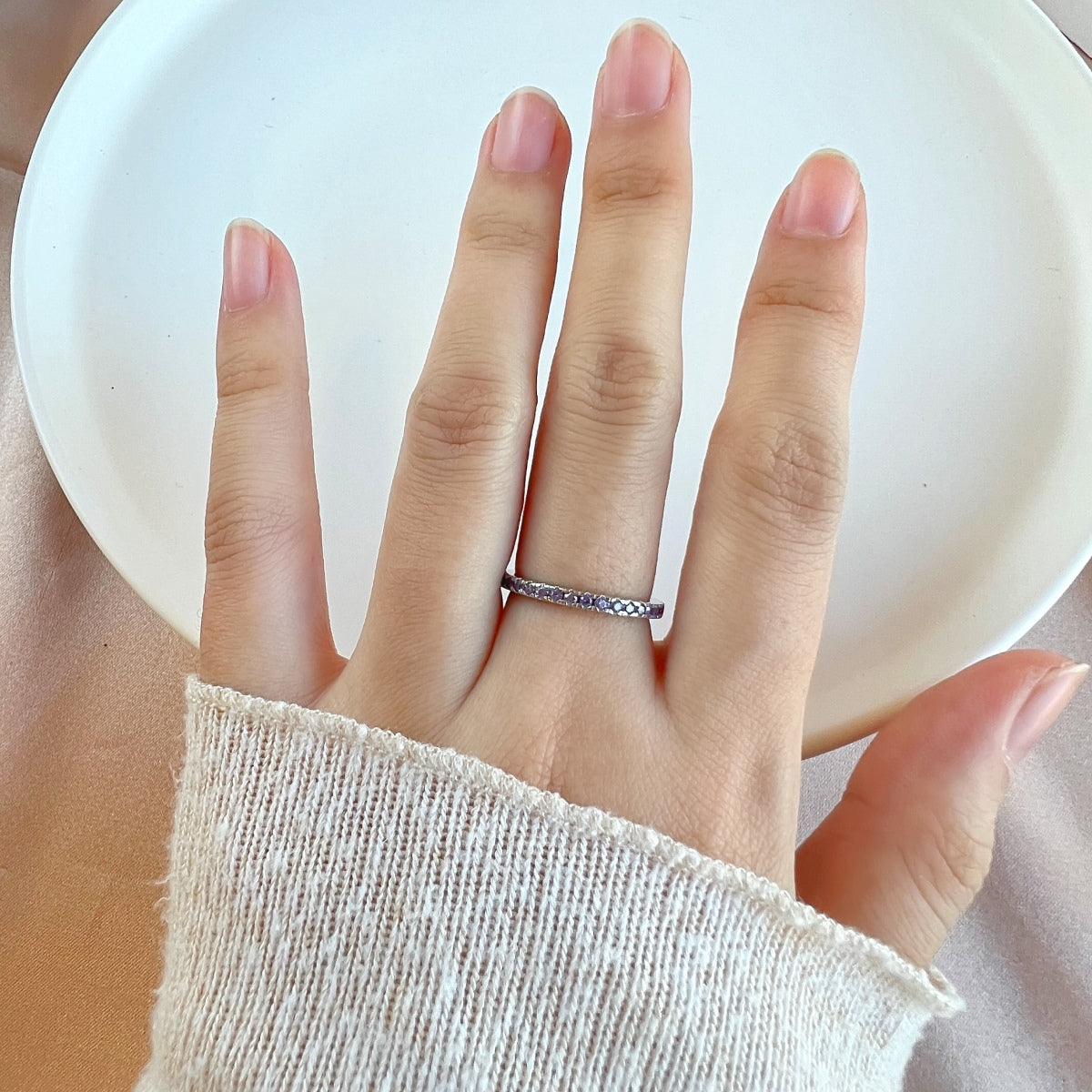 [Clover Jewelry]Zarter funkelnder runder Alltagsring