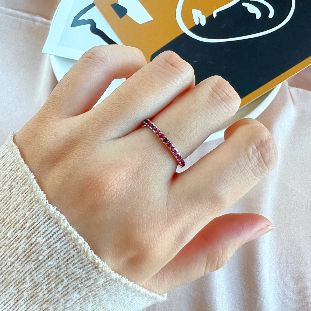[Clover Jewelry]Zarter funkelnder runder Alltagsring