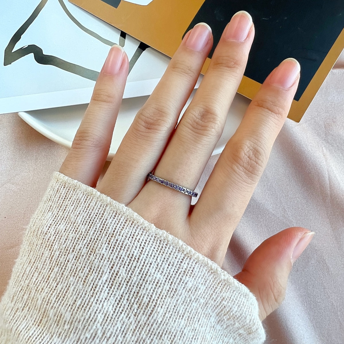 [Clover Jewelry]Zarter funkelnder runder Alltagsring