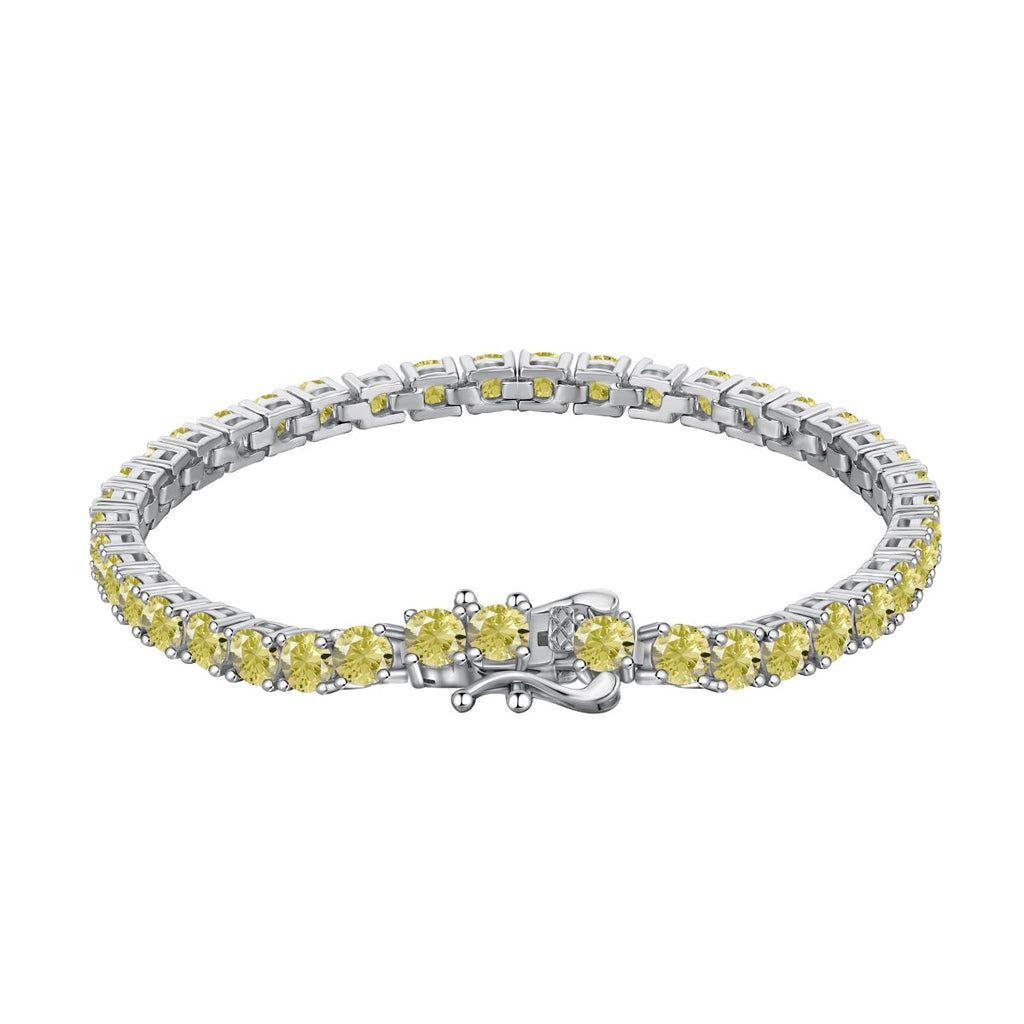 [Clover Jewelry]Ornates funkelndes rundgeschliffenes Tennisarmband