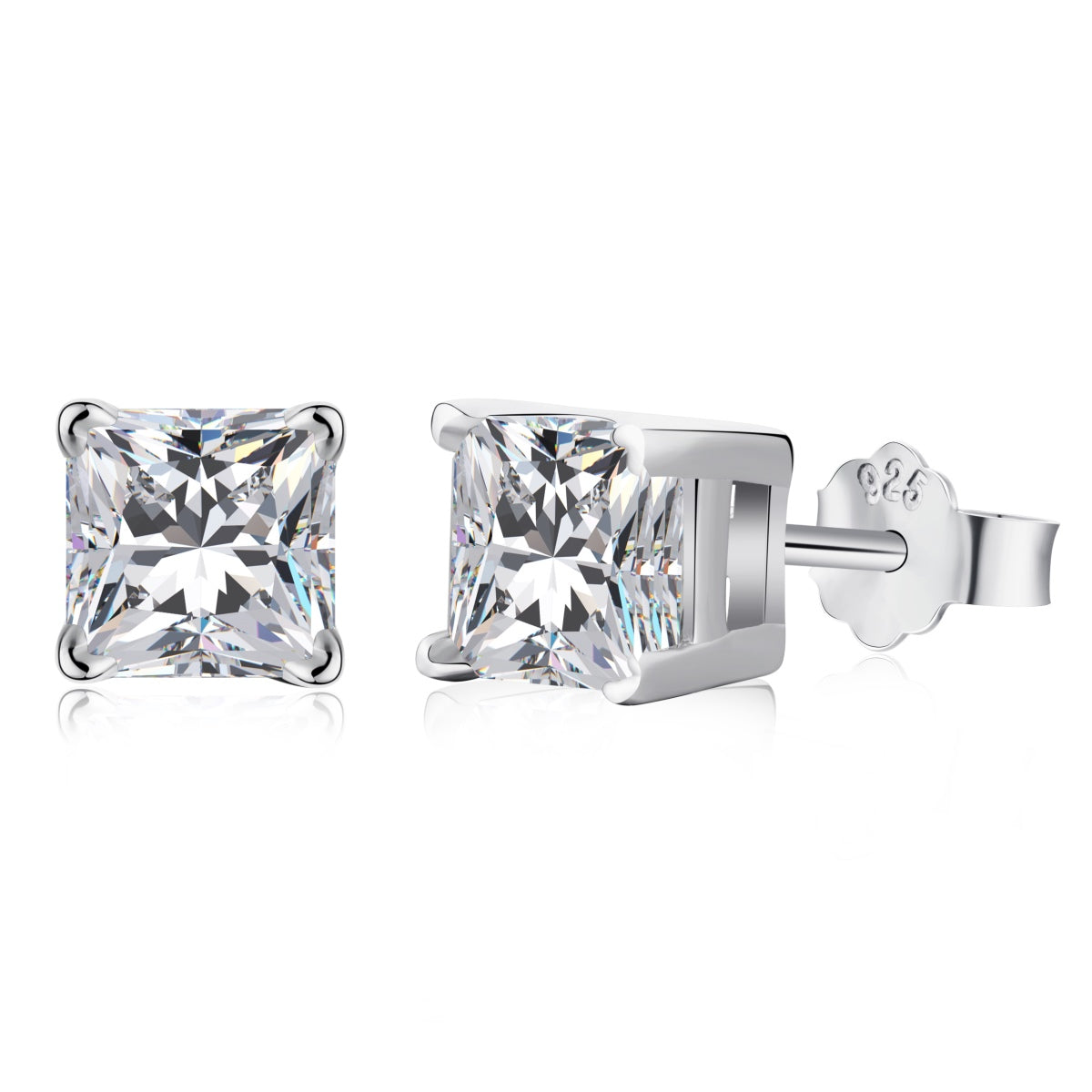 [Clover Jewelry]1,0 Karat Radiant Princess Cut Hochzeits-Ohrringe