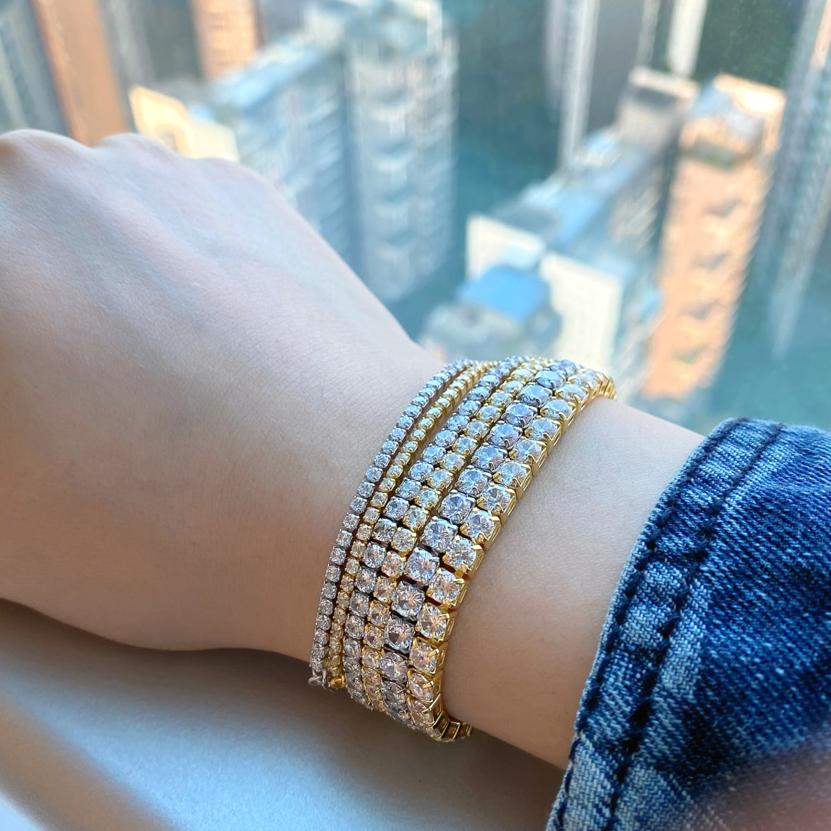 [Clover Jewelry]Funkelndes Tennisarmband mit Prinzessinnenschliff