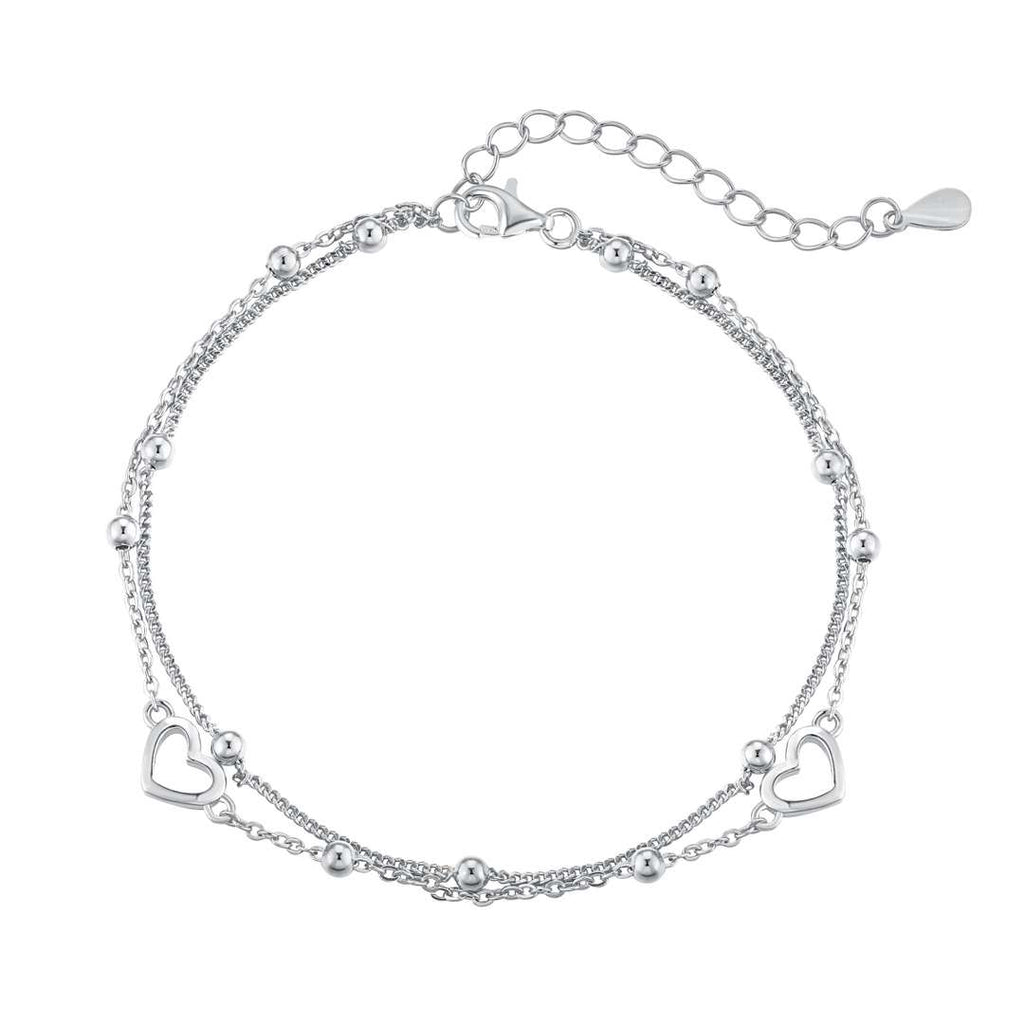 [Clover Jewelry]華奢な二層のラブハートブレスレット