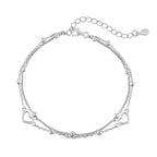 [Clover Jewelry]華奢な二層のラブハートブレスレット