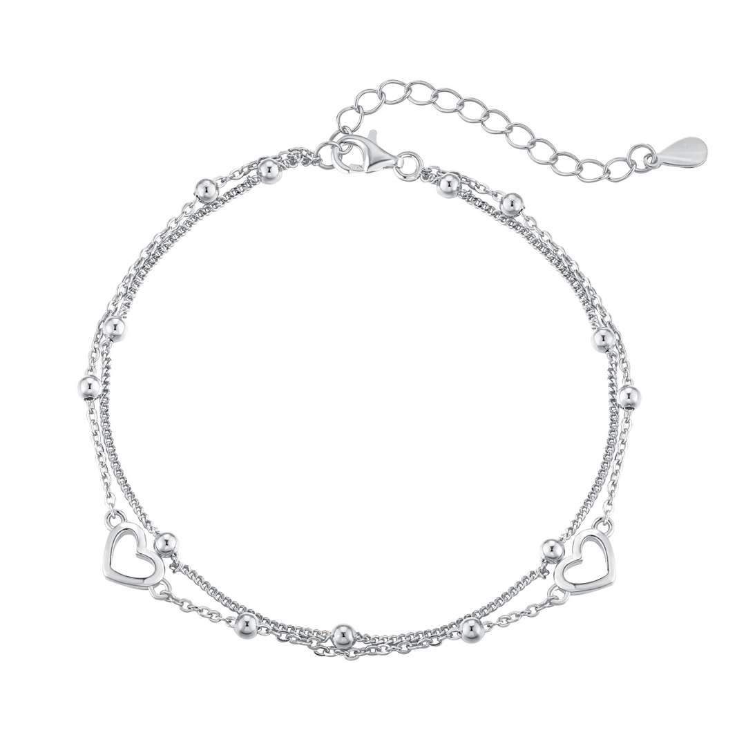 [Clover Jewelry]華奢な二層のラブハートブレスレット