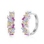 [Clover Jewelry]Funkelnde farbige smaragdgeschliffene Alltags-Ohrringe