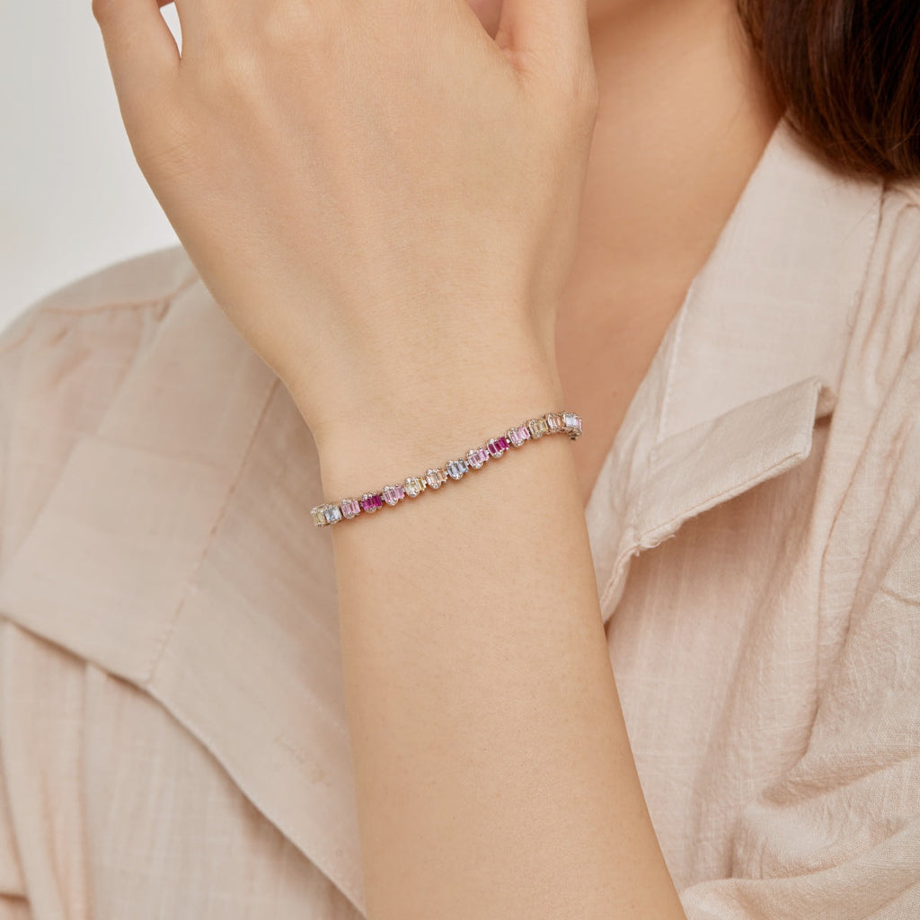 [Clover Jewelry]Zartes, farbenfrohes Armband mit Smaragdschliff für Partys