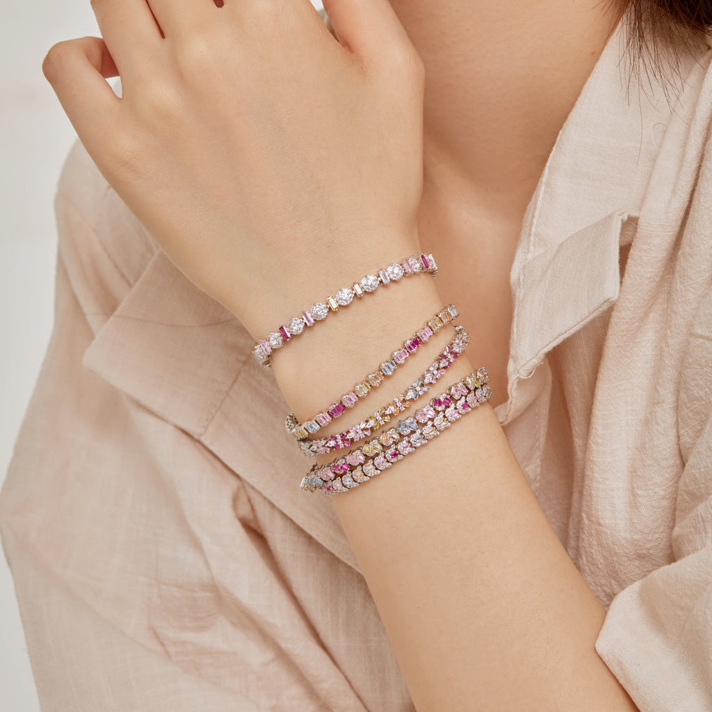 [Clover Jewelry]Zartes, farbenfrohes Armband mit Smaragdschliff für Partys