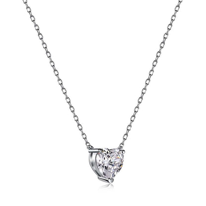[Clover Jewelery]Heart Shape Main Stone Pendant Collarbone Necklace