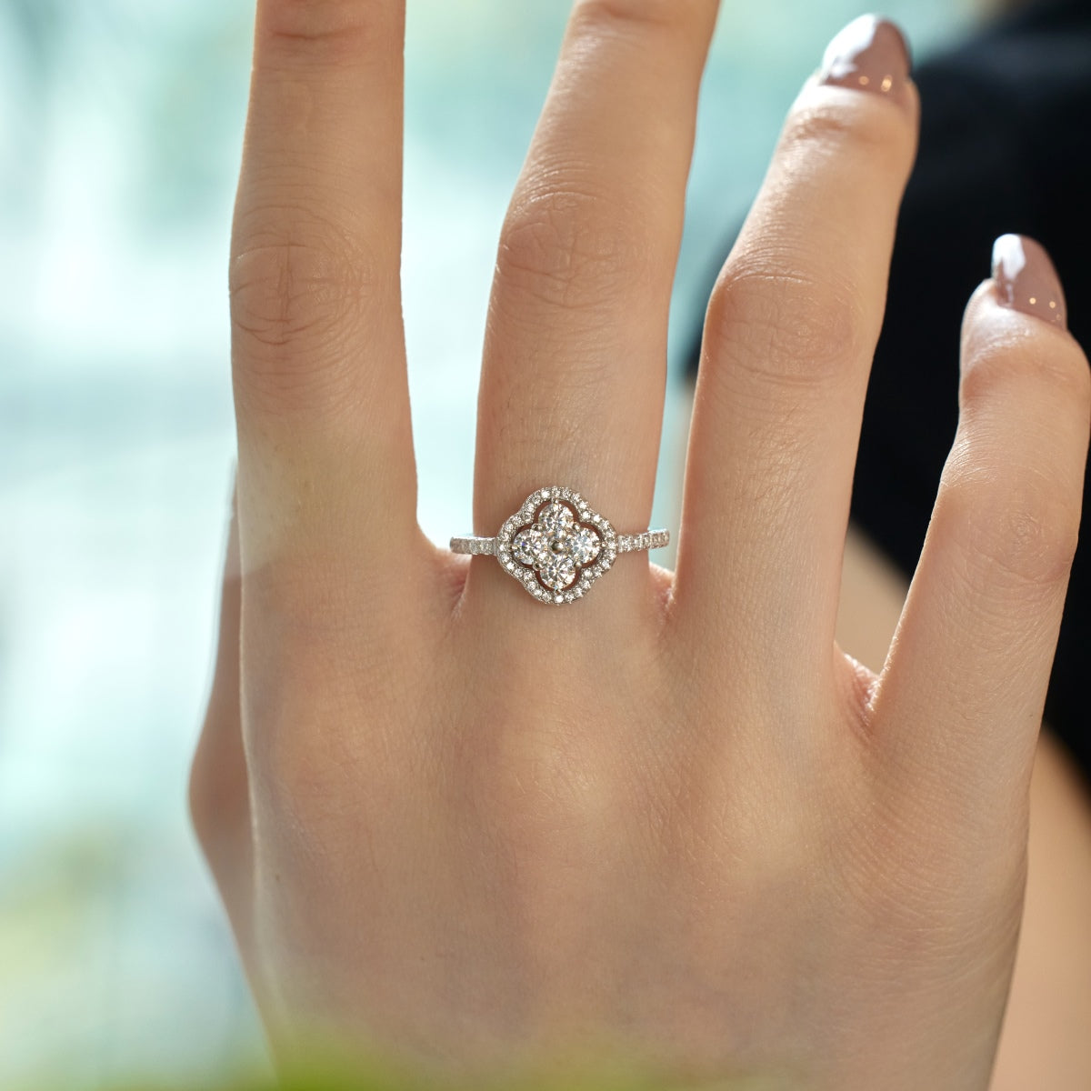 [Clover Jewelery]Four Leaf Clover Flower Design Ring