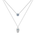[Clover Jewelry]Demon Eye Hamsa Palm Necklace