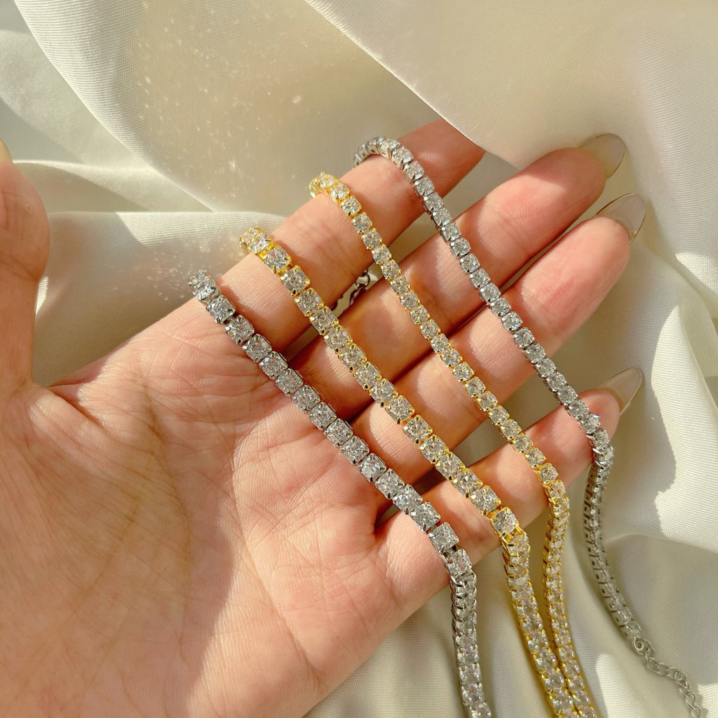 [Clover Jewelry]Funkelndes Tennisarmband im Princess-Schliff