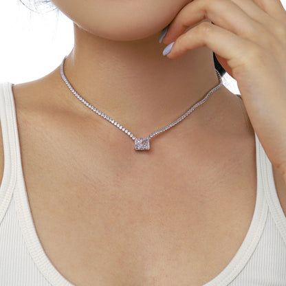 [Clover Jewelery]4.0 Carat Elegant Radiant Cut Necklace