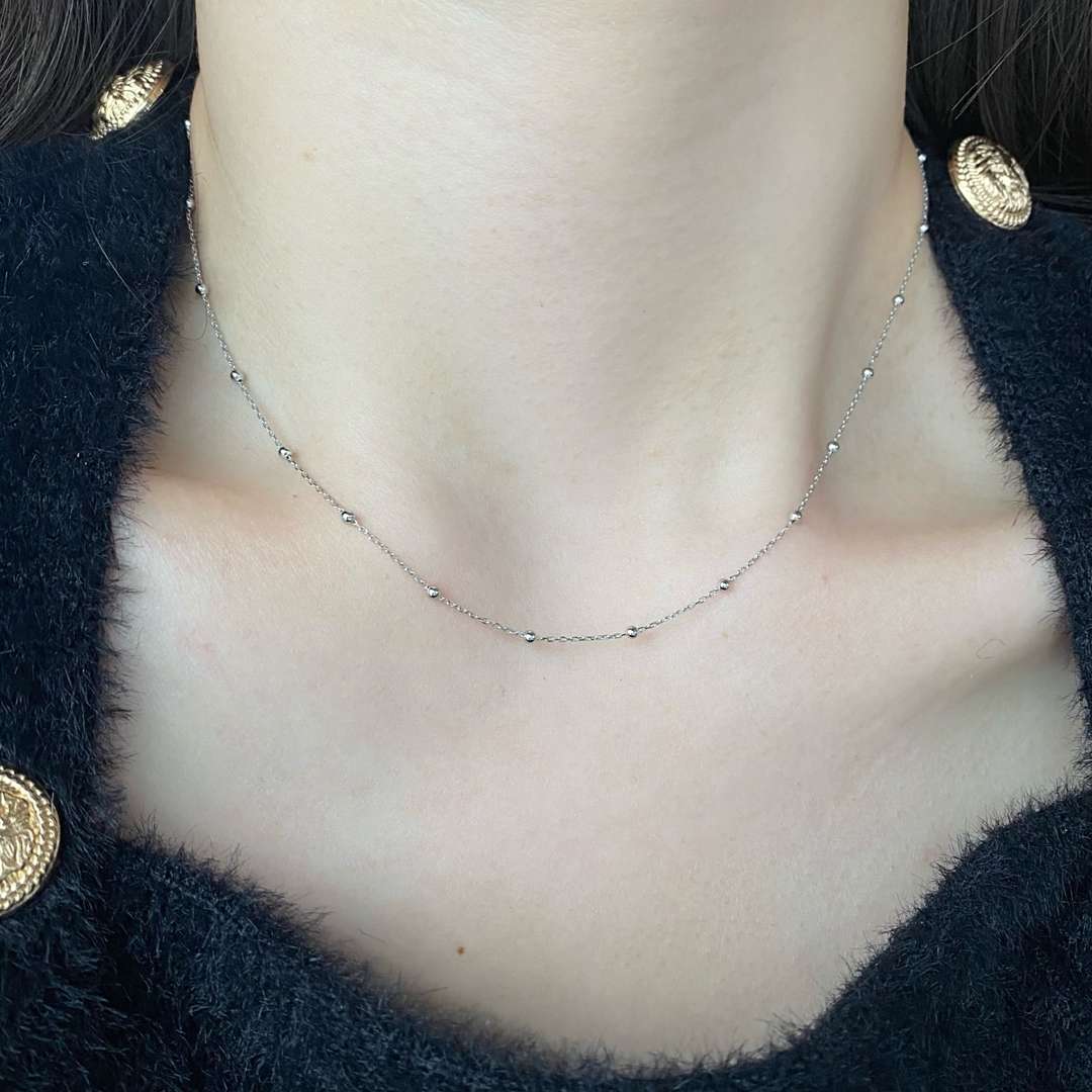 [Clover Jewelery]Small Bead Clavicle Chain Simple Necklace