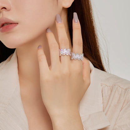 [Clover Jewelery]Luxurious Colorful Radiant Cut Daily Ring