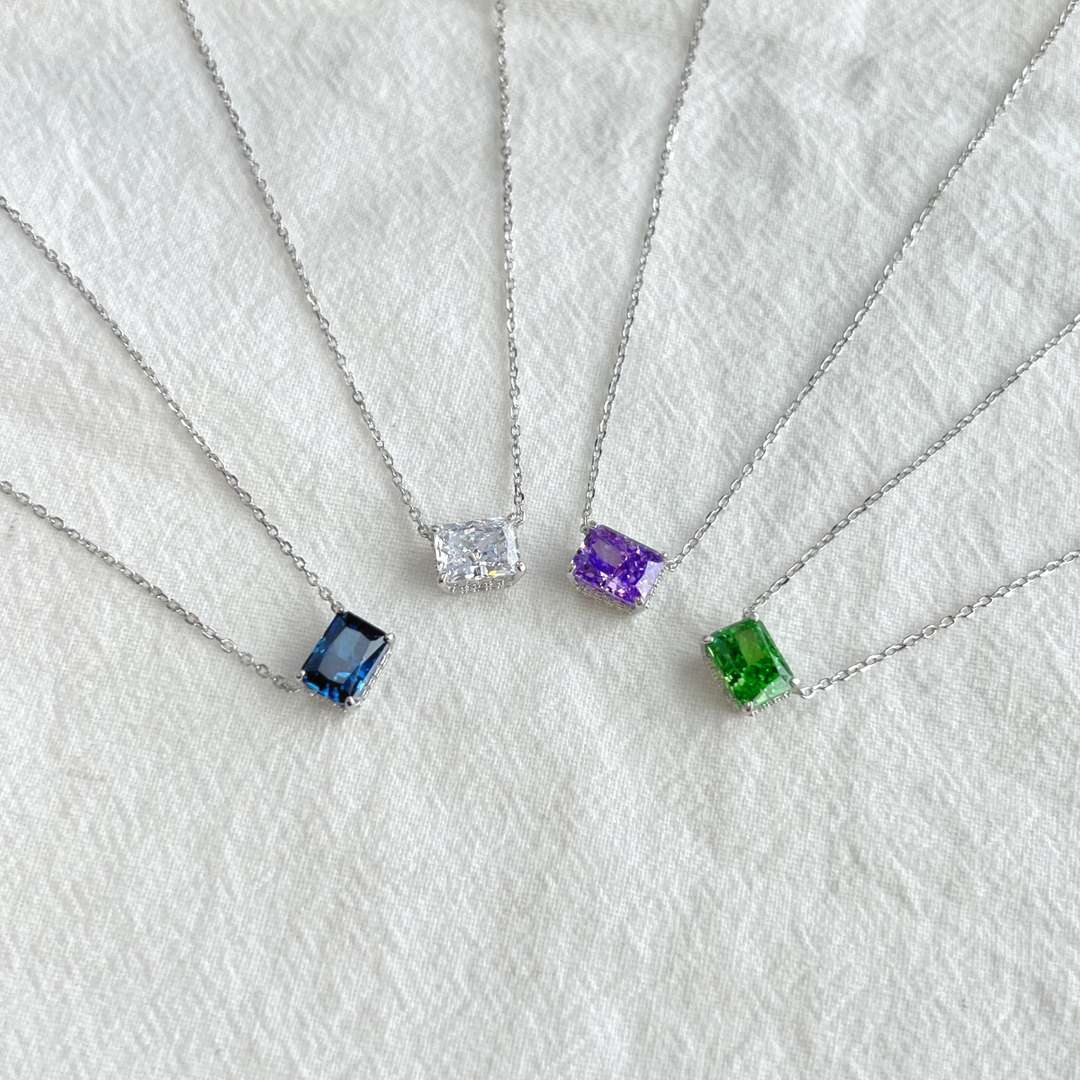 [Clover Jewelery]Luxurious Square Shape Colorful Necalack