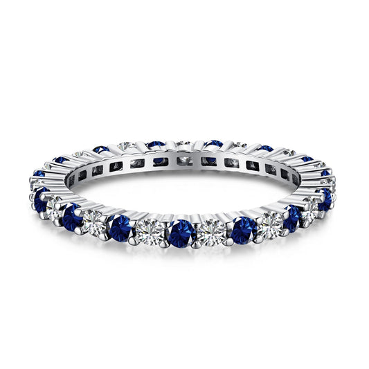 [Clover Jewelery]Exquisite Colorful Round Cut Tennis Ring