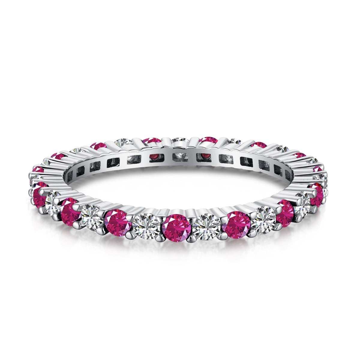 [Clover Jewelery]Exquisite Colorful Round Cut Tennis Ring