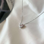 [Clover Jewelry]ハート型メインストーンペンダント鎖骨ネックレス