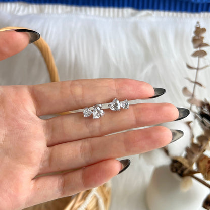[Clover Jewelry] Doppelte herzförmige Ohrringe im klassischen Prinzessinnenstil
