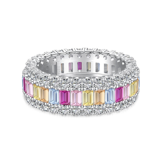 [Clover Jewelery]Dainty Colorful Radiant Cut Daily Ring