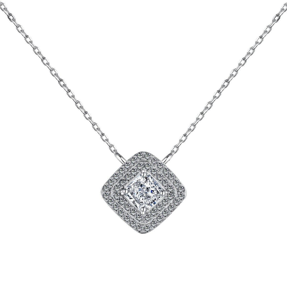[Clover Jewelry]Funkelnde Asscher-Schliff Halskette