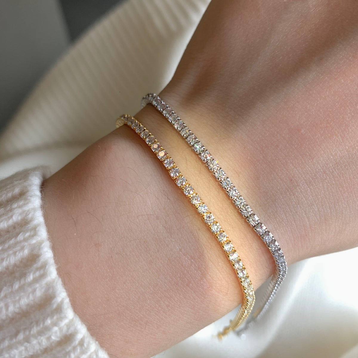 [Clover Jewelry]Funkelndes Tennisarmband mit Prinzessinnenschliff