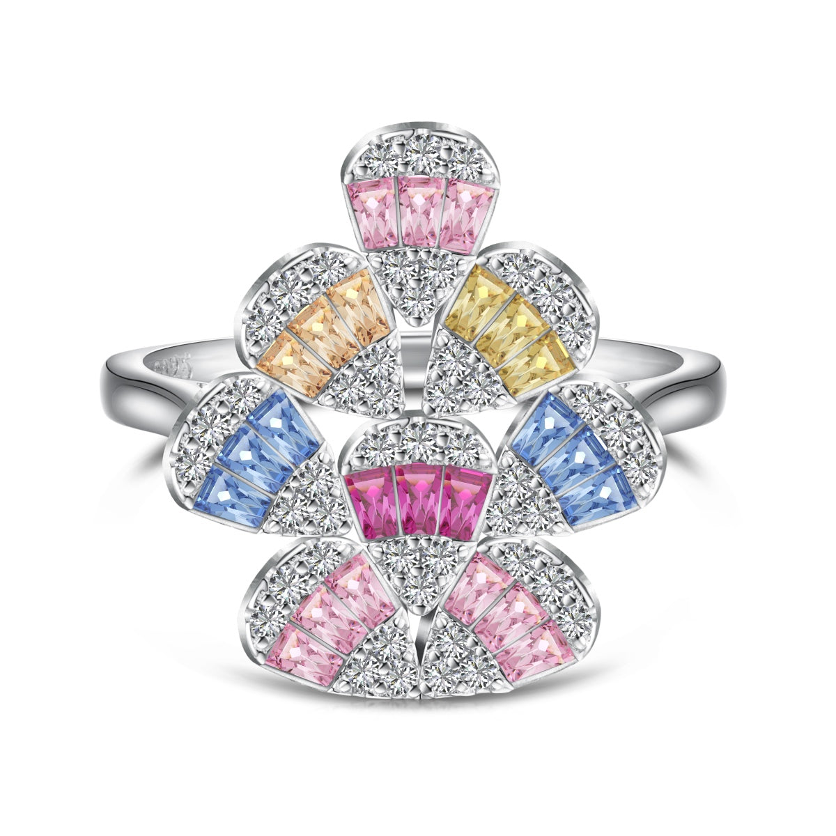 [Clover Jewelery]Sparkling Colorful Water Drop Shape Daily Ring