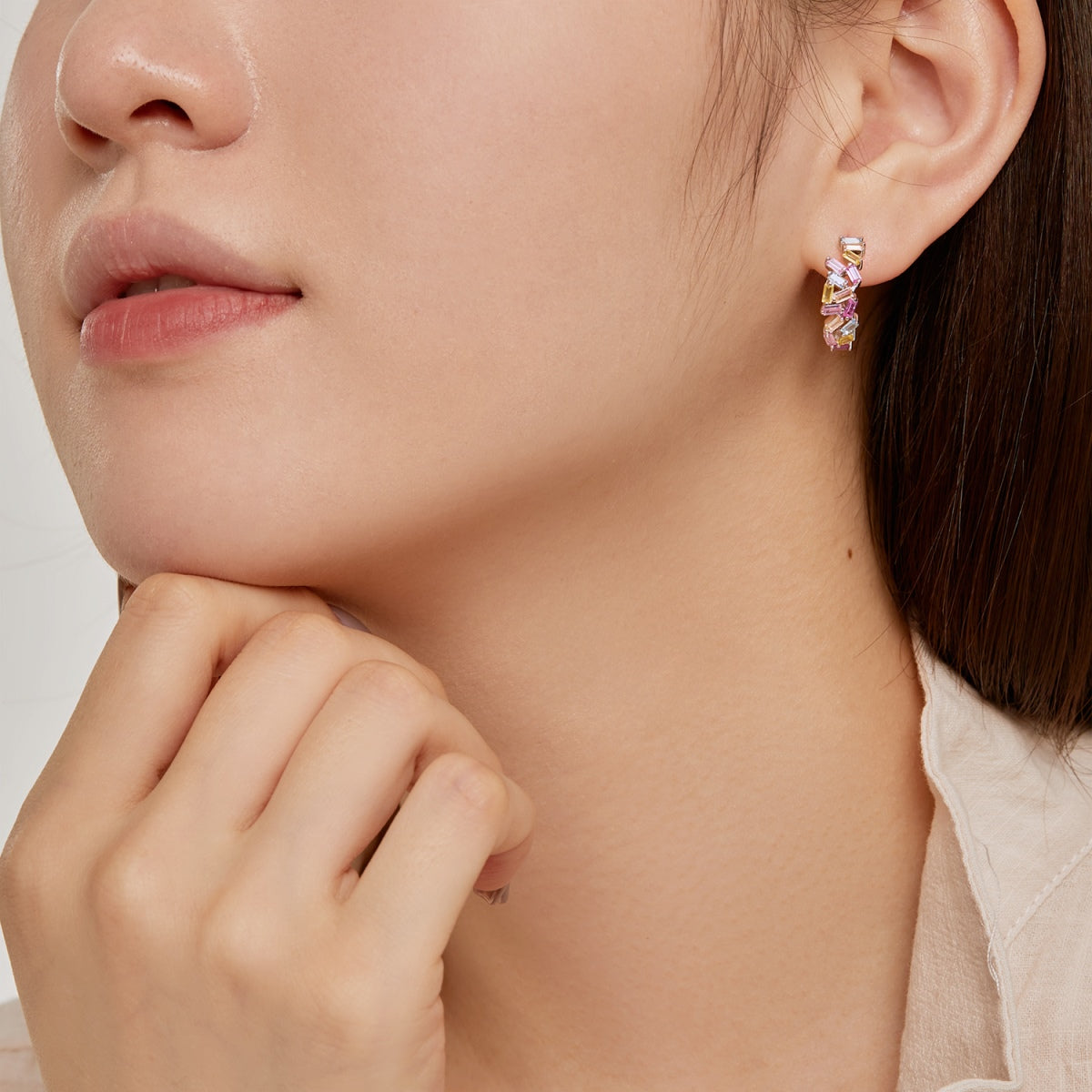[Clover Jewelery]Dazzling Colorful Emerald Cut Daily Earrings
