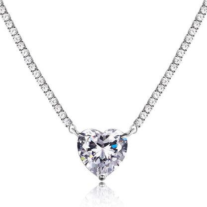 [Clover Jewelery]8.0 Carat Versatile Colorful Sweet Heart-Shaped Tennis Necklace
