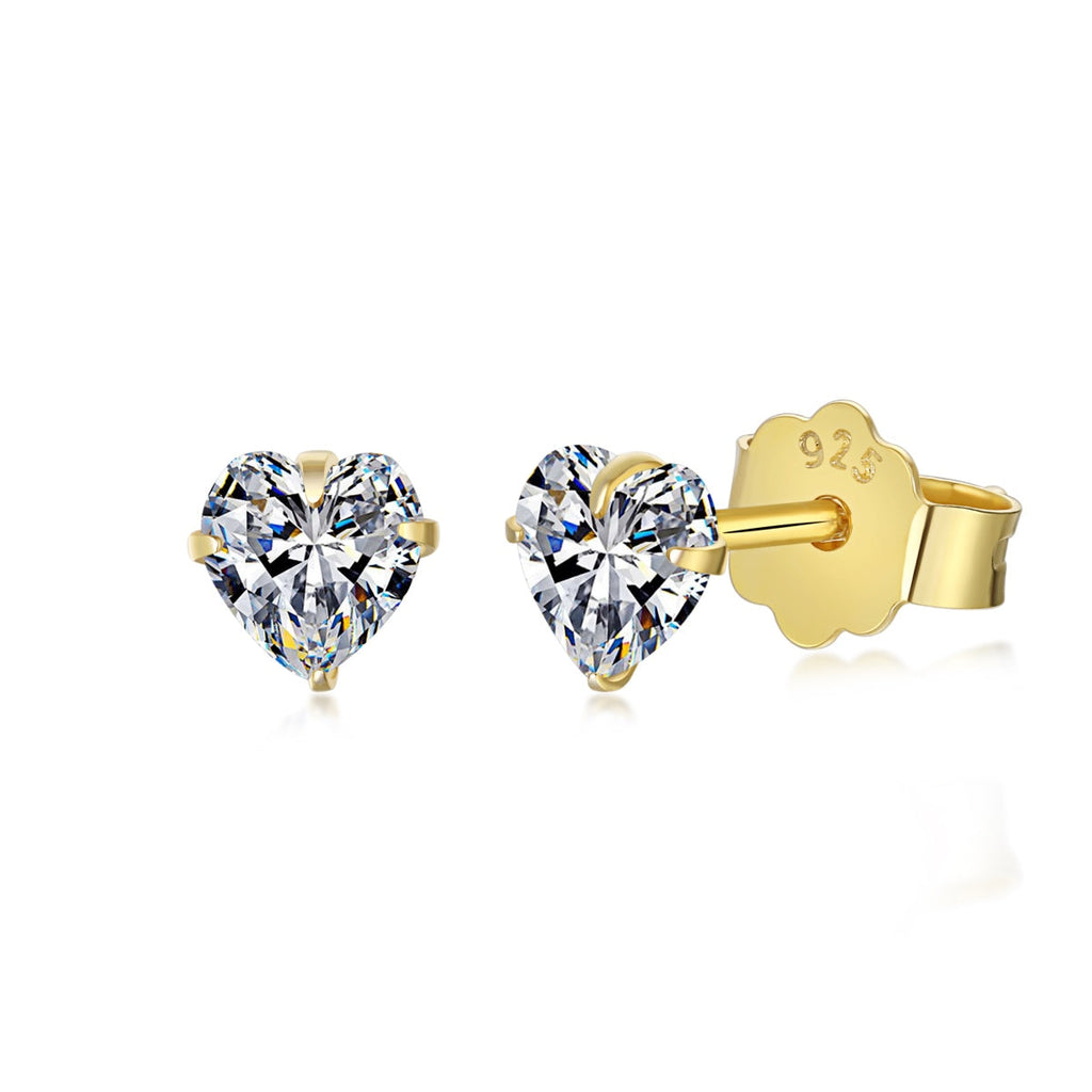 [Clover Jewelry]Funkelnde herzförmige schlichte Ohrringe