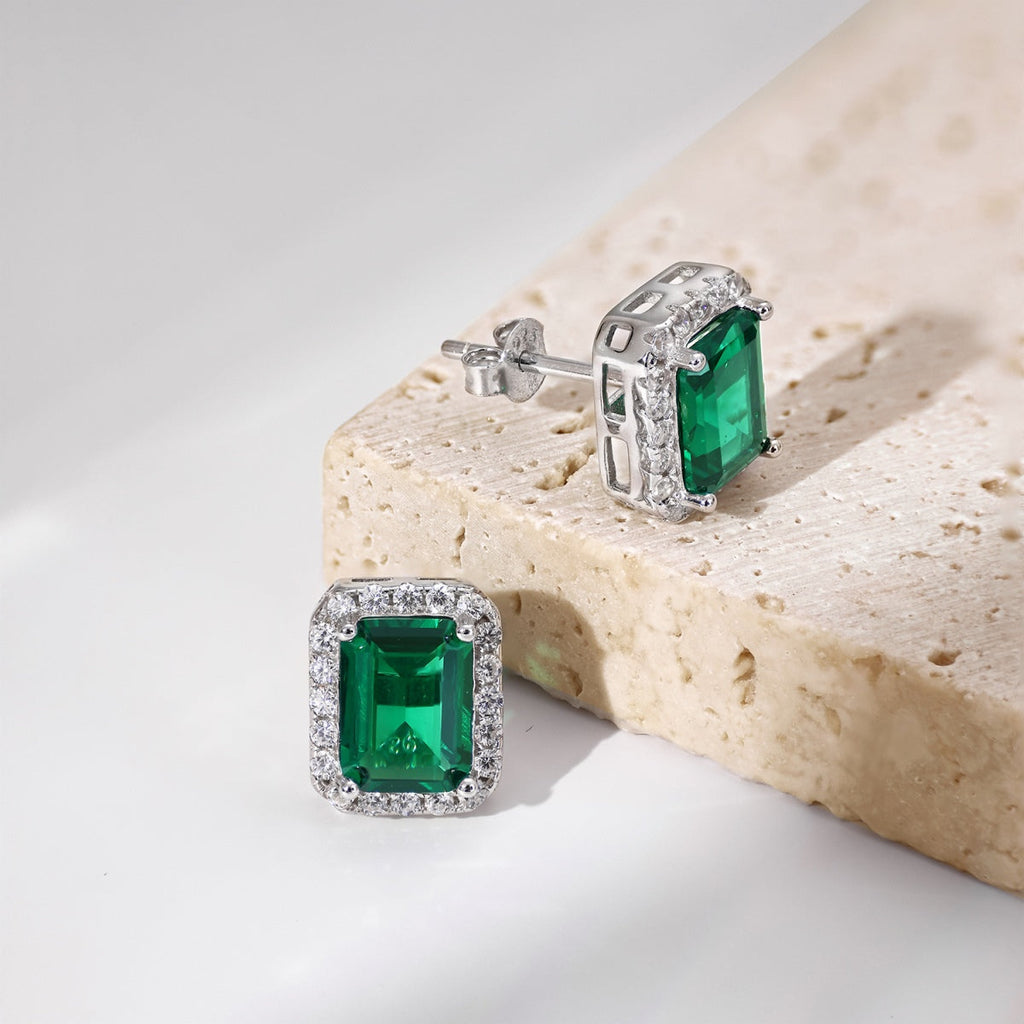 [Clover Jewelry]Luxuriöse zierliche smaragdgeschliffene Bankett-Ohrringe
