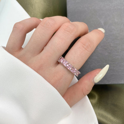 [Clover Jewelery]Elegant Princess Cut Tennis Ring
