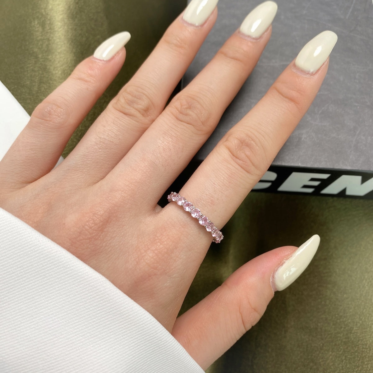 [Clover Jewelery]Sparkling Round Cut Tennis Ring