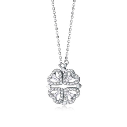 [Clover Jewelery]Ornate Heart Cut Flower Shape Necklace