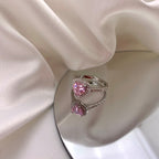 [Clover Jewelry] Eternity Glänzender Romantischer Herzförmiger Liebhaber Ring