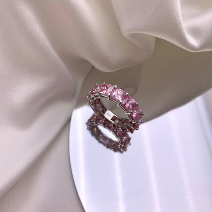 [Clover Jewelery]Elegant Princess Cut Tennis Ring