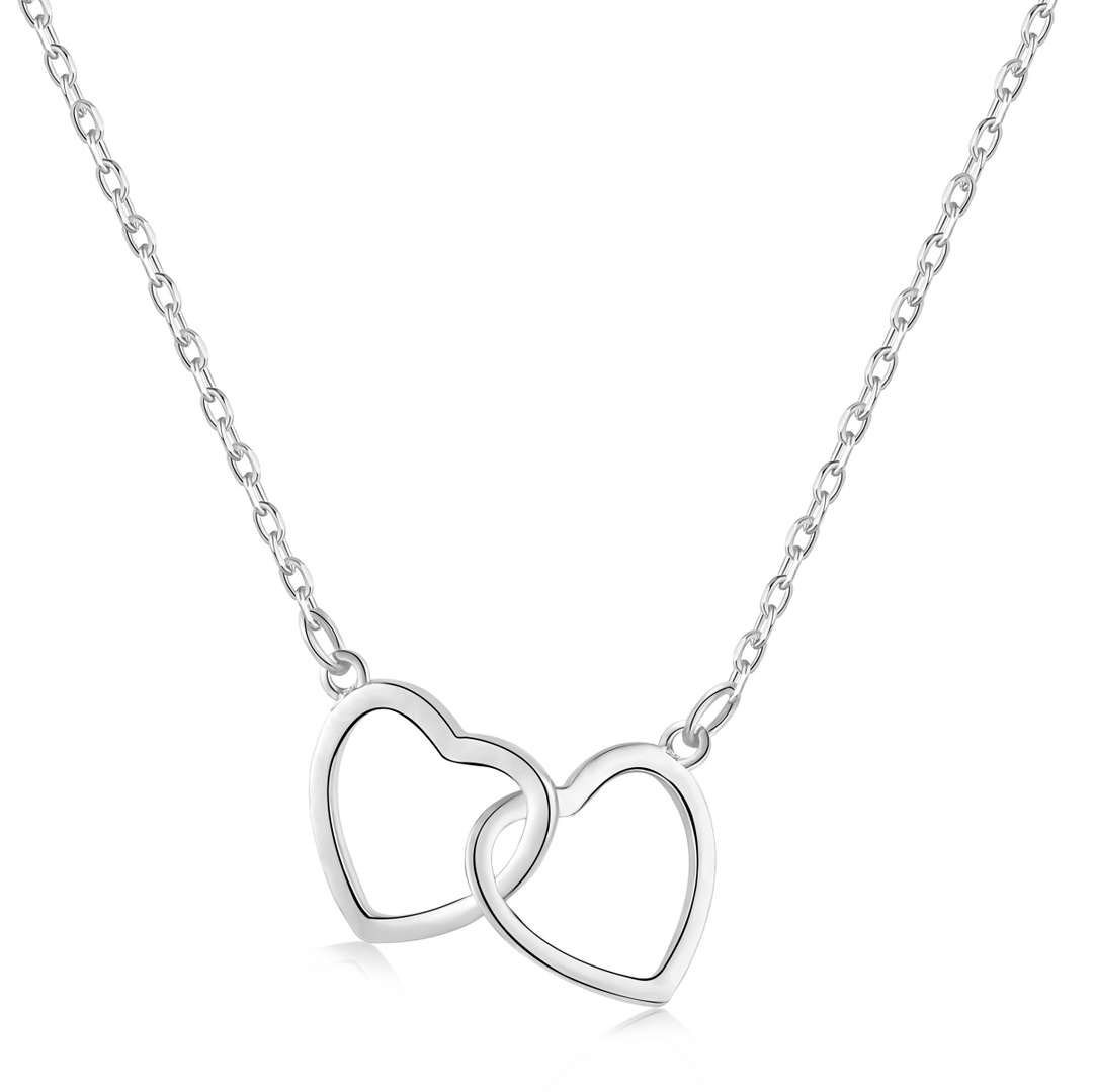 [Clover Jewelery]Sterling Silver Love Double Ring Necklace