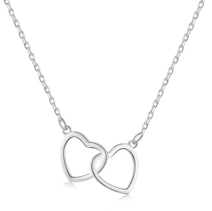 [Clover Jewelery]Sterling Silver Love Double Ring Necklace