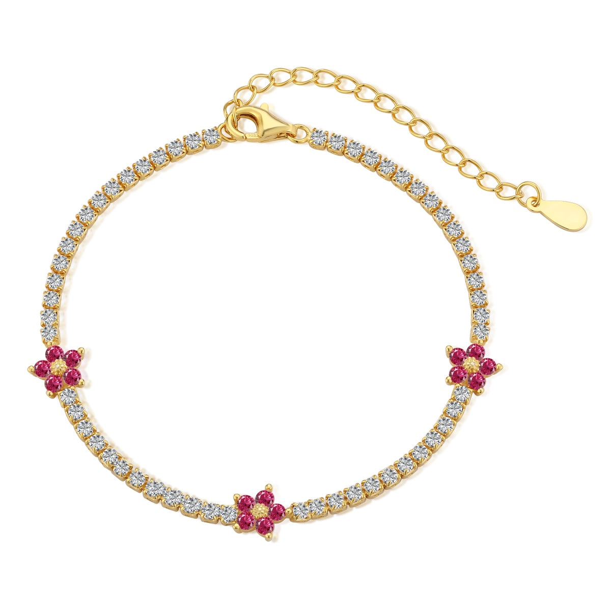[Clover Schmuck]Funkelndes Tennisarmband in Blumenform