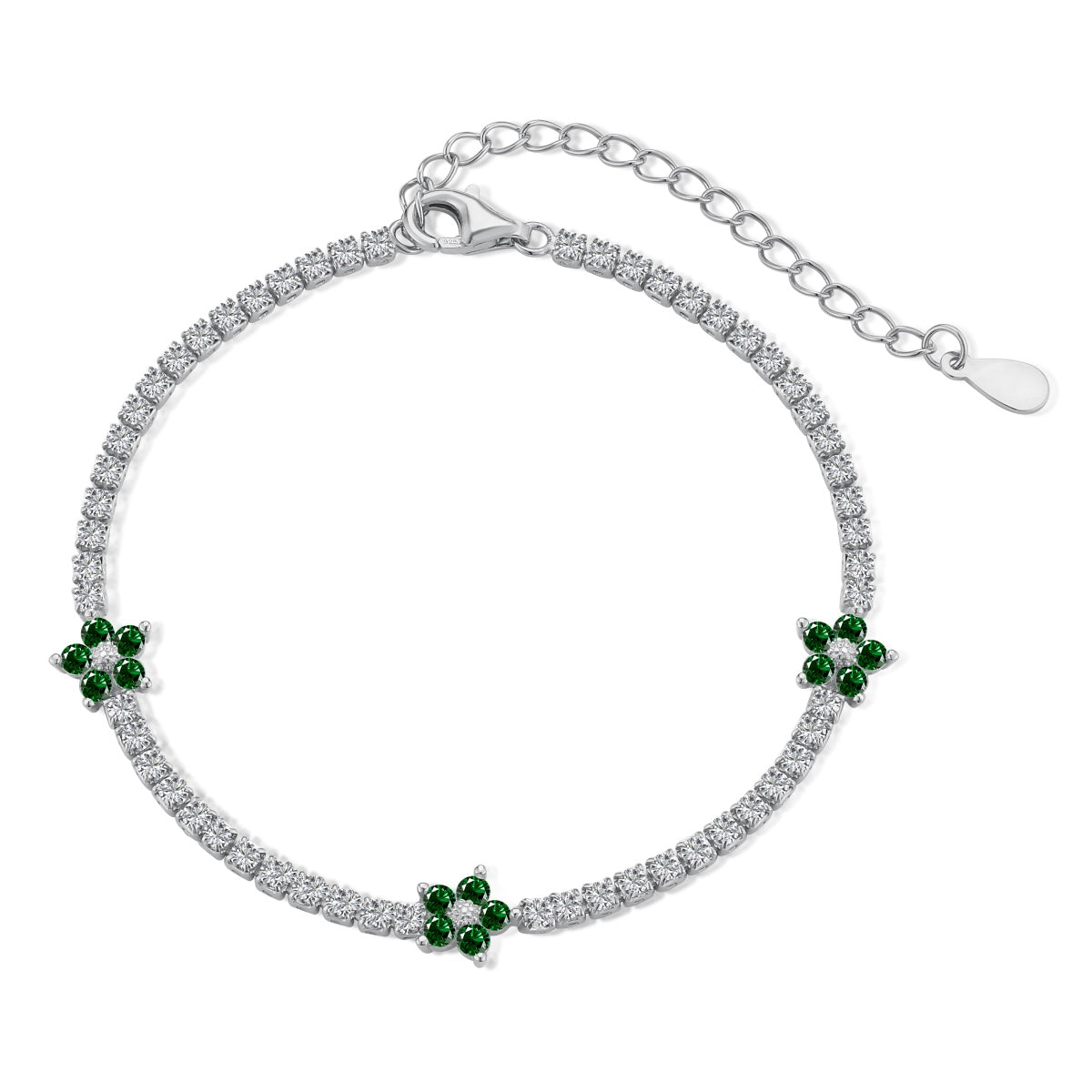 [Clover Jewelry]Funkelndes Tennisarmband in Blumenform
