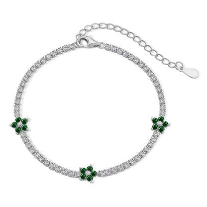 [Clover Jewelry]Funkelndes Tennisarmband in Blumenform