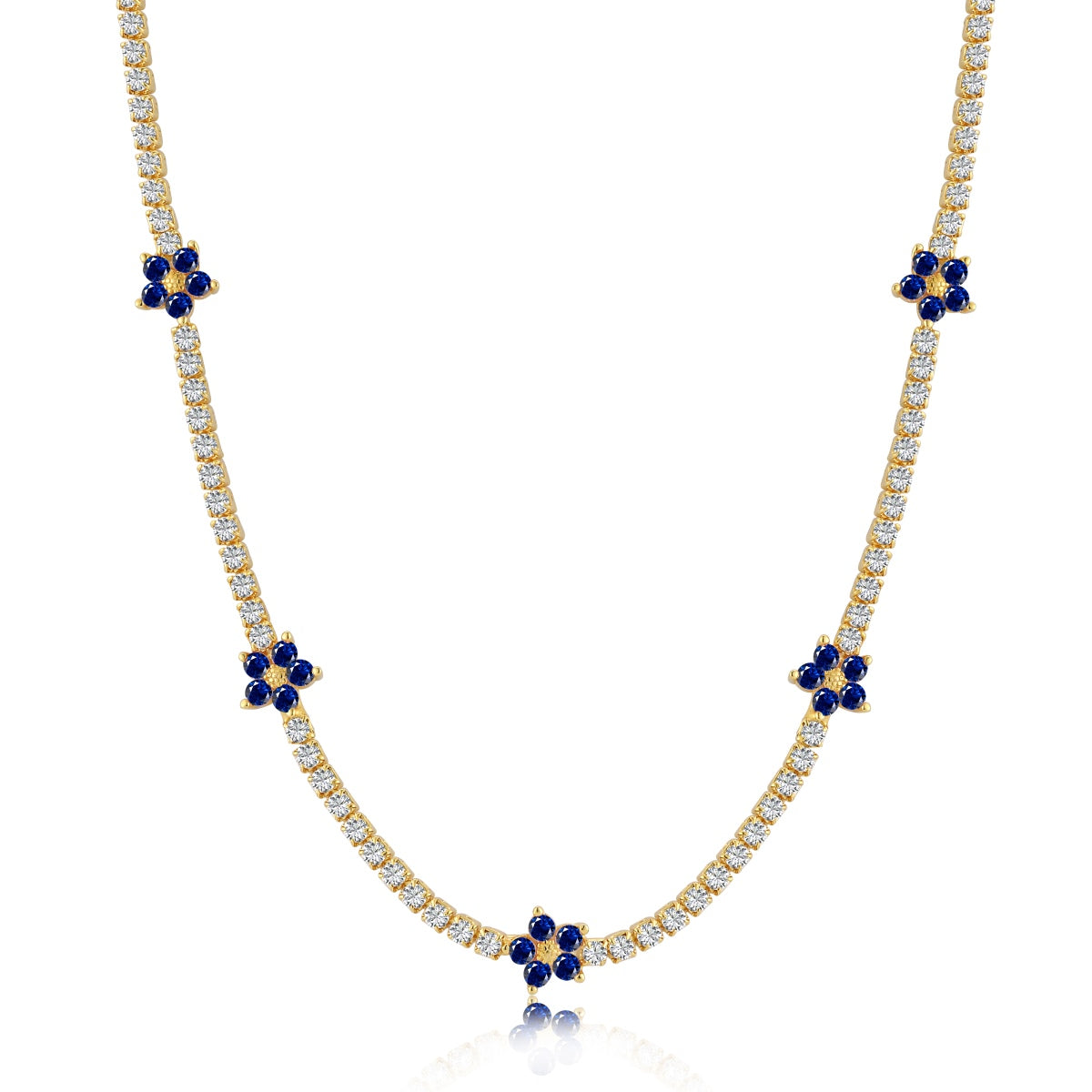 [Clover Jewelery]Luxurious Colorful Flower Tennis Necklace