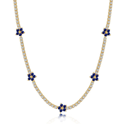 [Clover Jewelery]Luxurious Colorful Flower Tennis Necklace