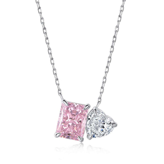 [Clover Jewelery]Dazzling Square & Heart Shape Necklace