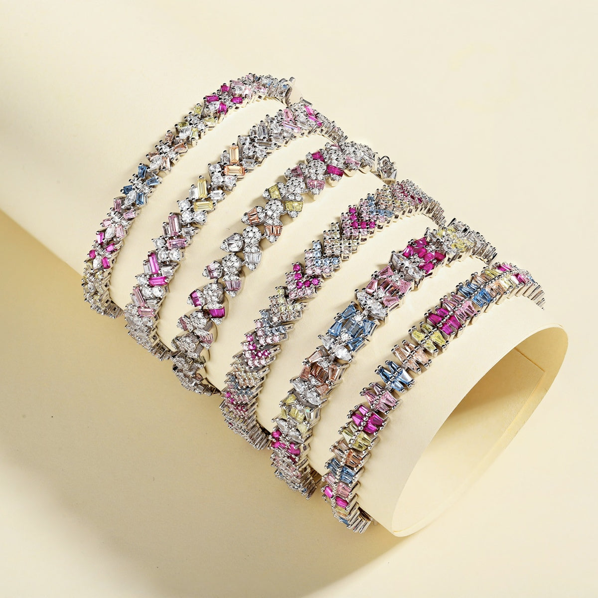 [Clover Jewelery]Dazzling Unique Multi Shape Daily Bracelet